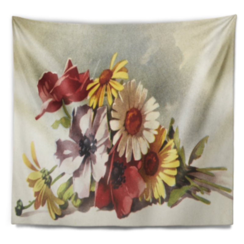 Tapisserie d'illustration de fleurs Floral, H 78 po x l 92 po