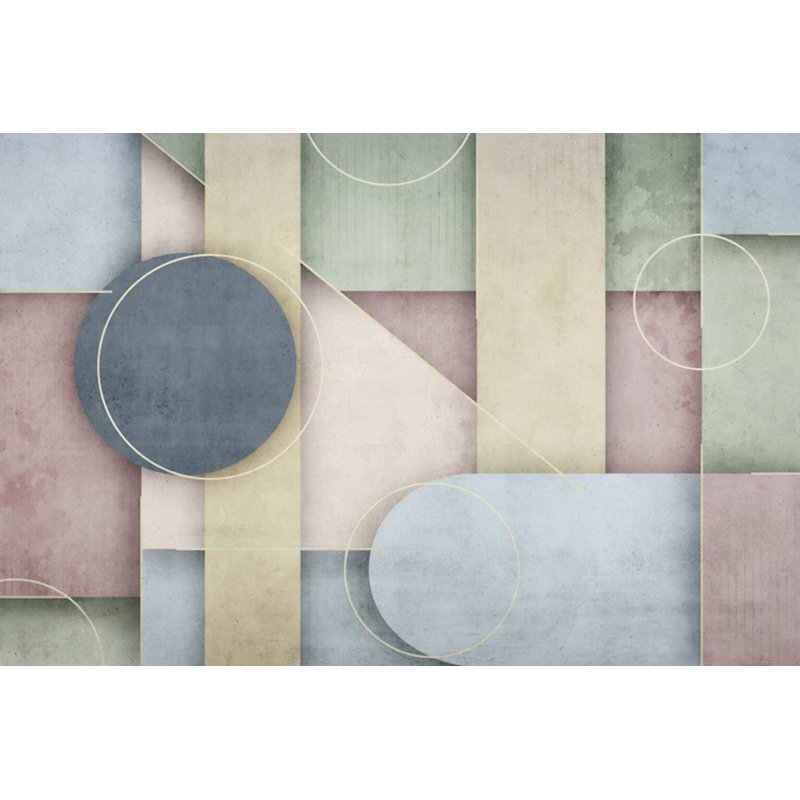 Murale moderne cercle pastel moderne, L 108 po x l 96 po