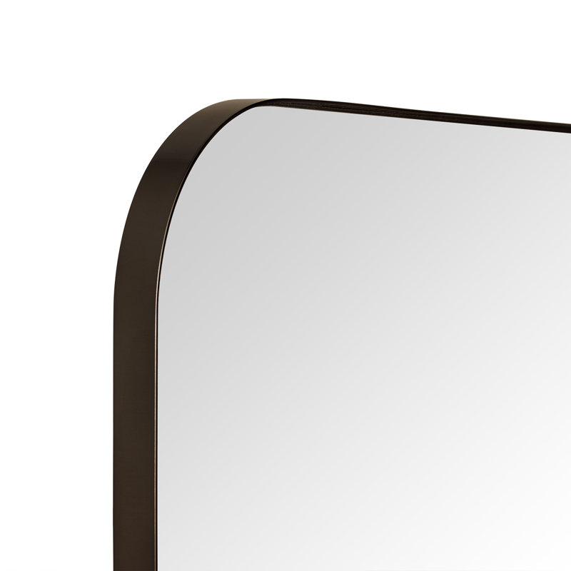 Josilyn Mid-Century Modern Chic Metal Rounded Wall Mirrors, 30" x 22", Oil Rubbed Bronze