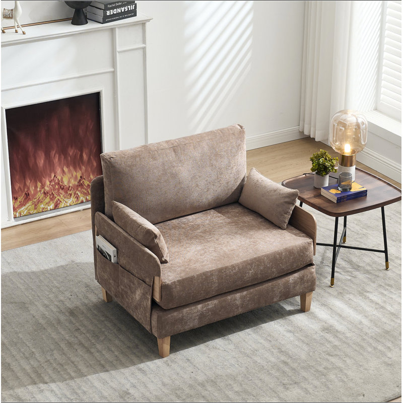 Fauteuil inclinable pliable, canapé-lit convertible 3-en-1, décor Mid-Century moderne, convient aux petits espaces, avec trois coussins, peut être placé dans la chambre d'étude de la chambre