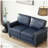 Living room sofa single sofa round armrest, navy blue artificial leather sofa with silver nails