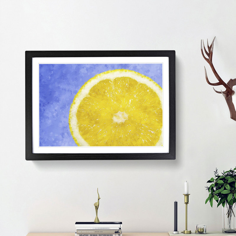 Lemon Slice - Picture Frame Painting Print, 62cm H x 87cm W x 2cm D, Black Framed