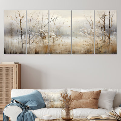 «Winter Meadow View Calmness II - Meadow», art mural 5 pièces
