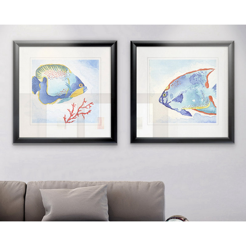 «Galapagos Fish I», ensemble de 2 reproductions de cadres photo, Cadre noir