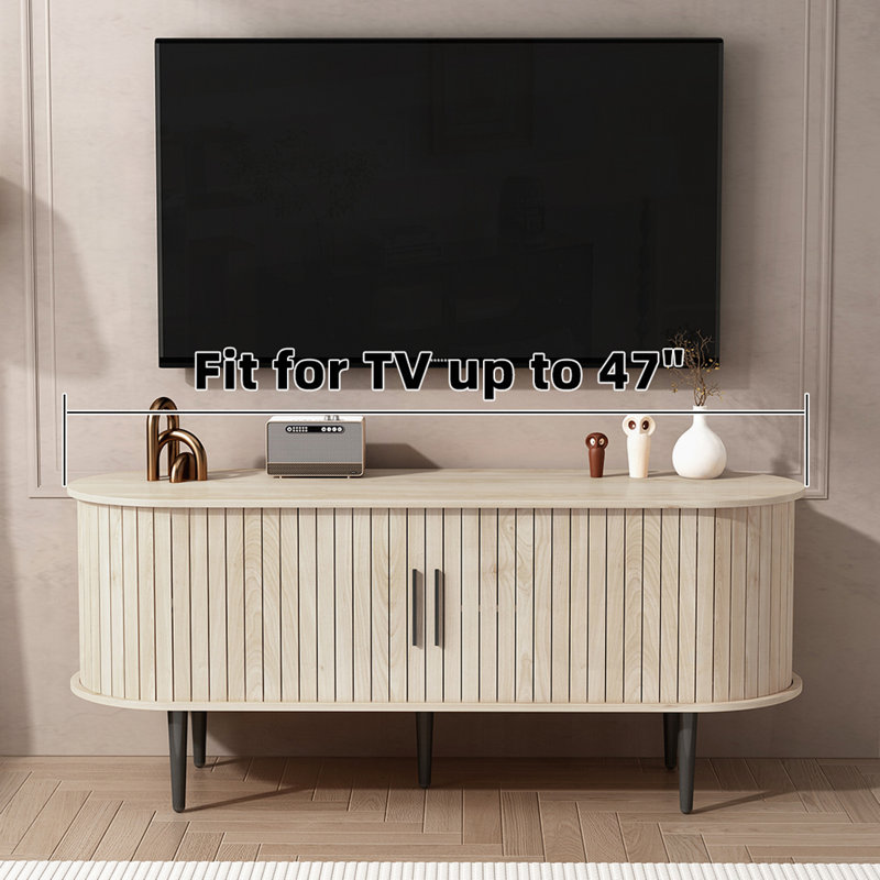 Meuble télé 47 po avec armoire moderne, Bois naturel