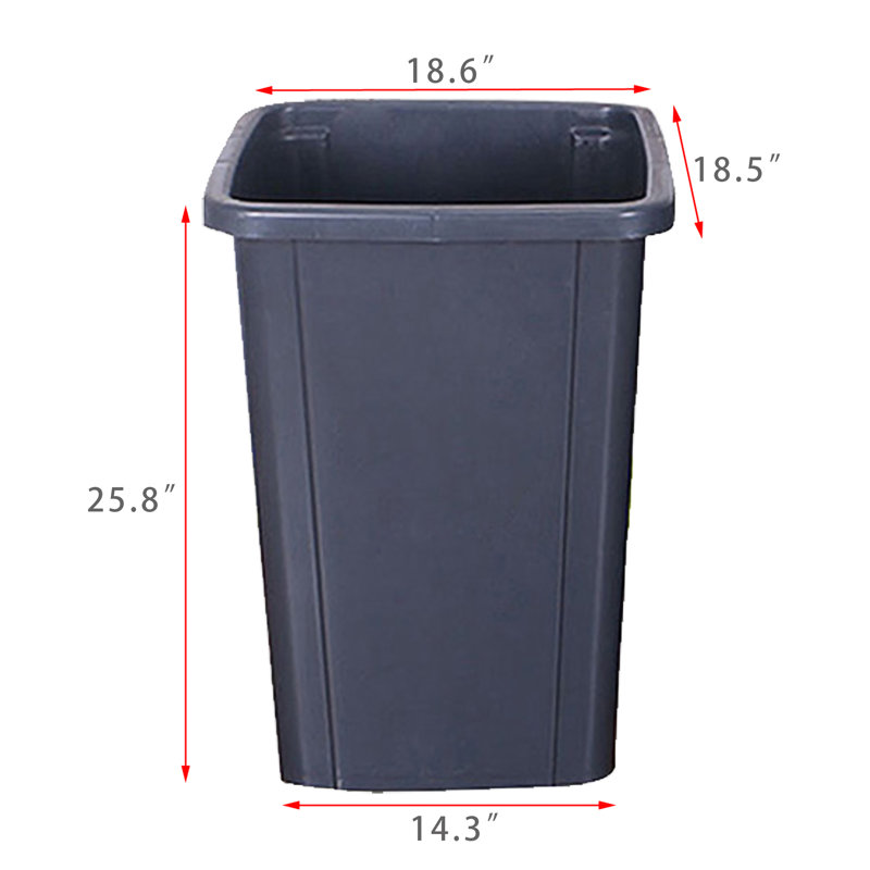 Fixturedisplays® 26 Gallon Square Grey Trash Can Garbage Waste Bin Container Heavy Duty Receptacle 18.6X18.5X25.8"
