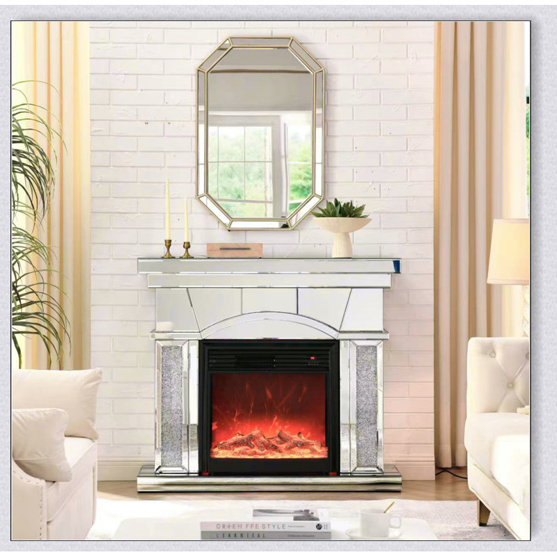 Dome door acrylic mirror fireplace cabinet, TV fireplace cabinet