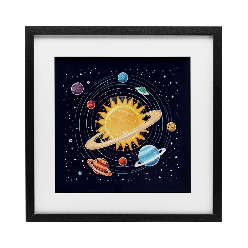 «Solar System Planets Orbit», reproduction encadrée sous verre, design by Creative Studio, H 13 po x l 13 po
