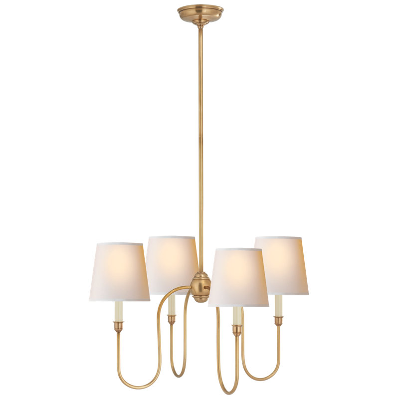 Vendome 4 - Light Chandelier, Hand-Rubbed Antique Brass, White