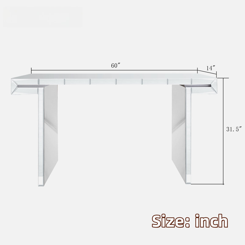 Luxury Full-length Mirror Console Table With Fluted Tempered Glass And Rounded Edge