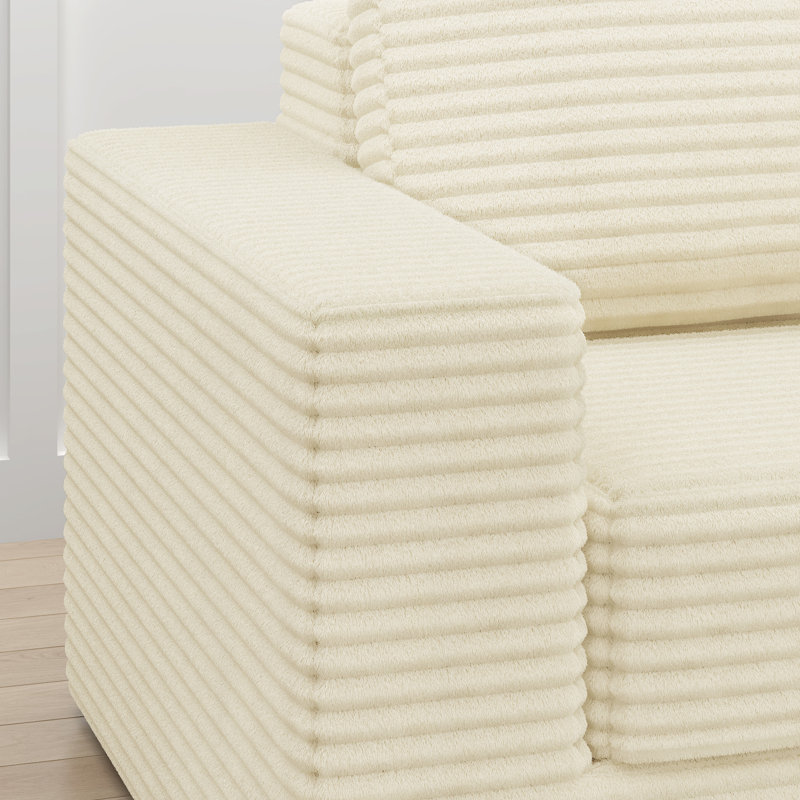 Canapé modulaire en L 28,25 po Boneless, Tissu beige, Orienté à droite