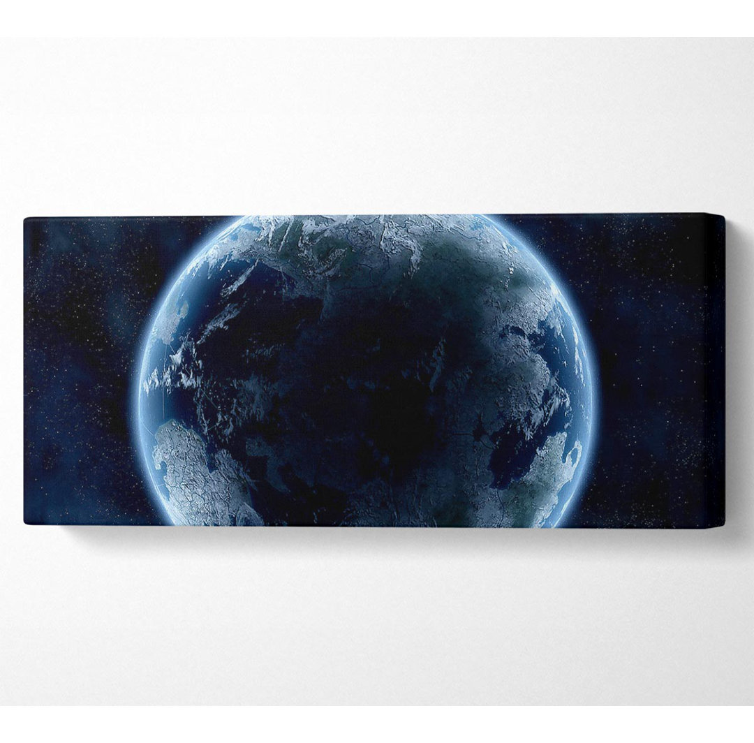 Planet Universe Blau Panoramaleinwand