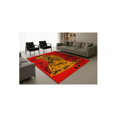 Tapis tissé à motif de tigre rouge Mosso