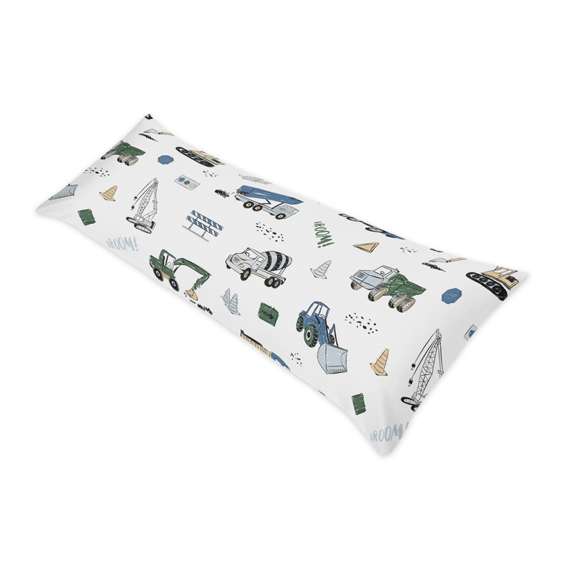 Kids Construction Truck Print Polyester Body Pillowcase