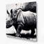 Wildlife Black Rhino Beige Metal Wall Art-1470520870