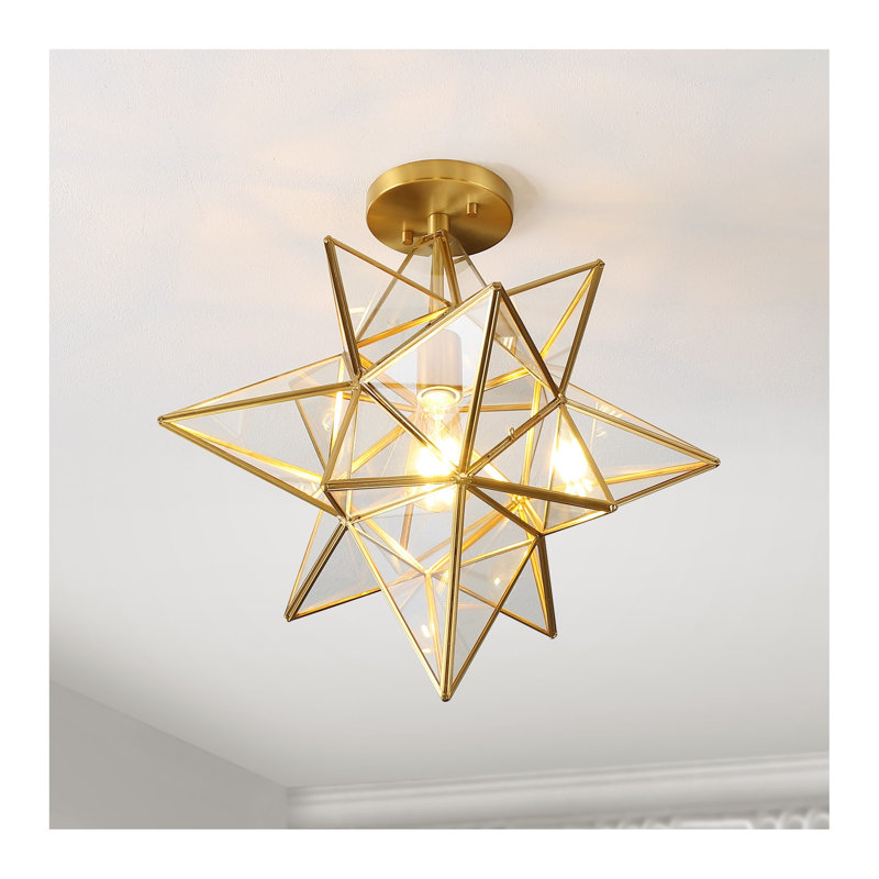Chandesh Semi Flush Mount, Antique Brass