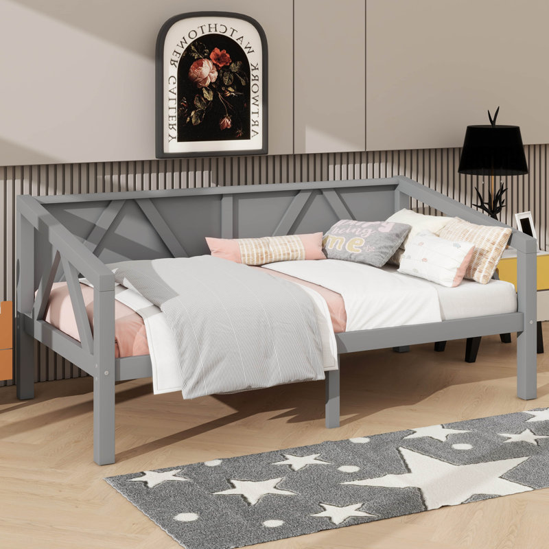 Lit de jour moderne et minimaliste, gris, Lit simple