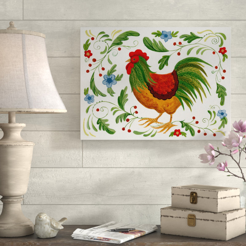 « coq green brown », art sur toile, H 18 po x l 24 po x P 2 po