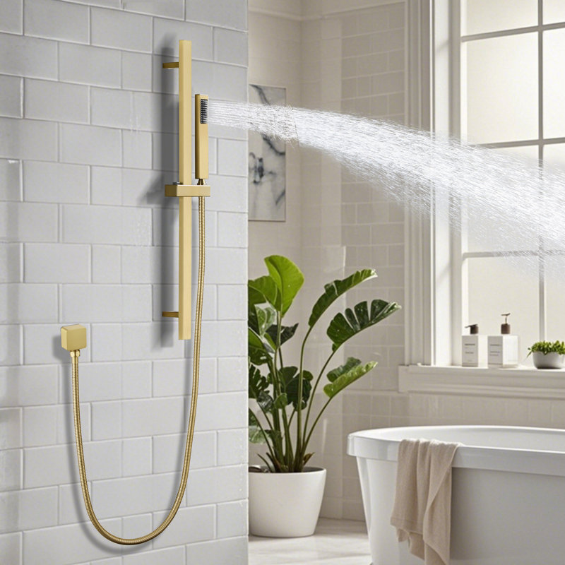 Stainless Steel Adjustable Handheld Showerhead, Brushed Gold