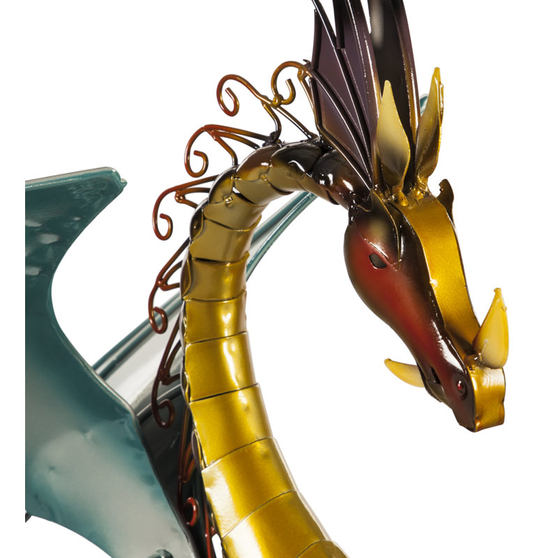 Onancock Dragons Weather Resistant Metal Solar LED Garden Statue