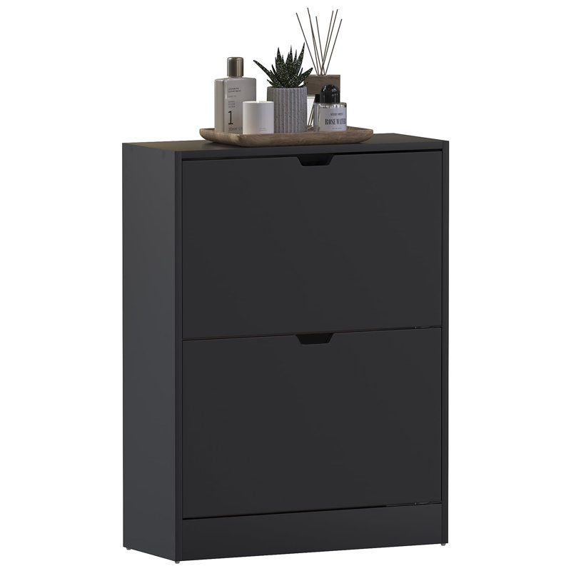 12 Pair Flip Down Shoe Storage, Black