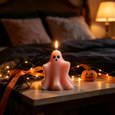 Bougies parfumées en forme de fantôme pour l'Halloween - Figurines de fantômes mignonnes et effrayantes - Décoration de bureau pour une table de fête ou une décoration intérieure - Cadeau
