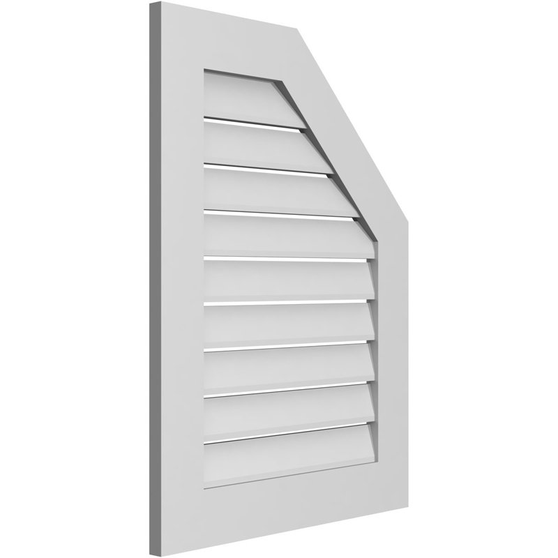 Half Octagon Top Right Surface Mount Signature Urethane Functional Gable Vent, Primed Tan, 32" H x 24" W x 1" D