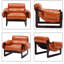Chaise d'appoint moderne en similicuir avec assise profonde et structure de mortaise, brun-1518675498