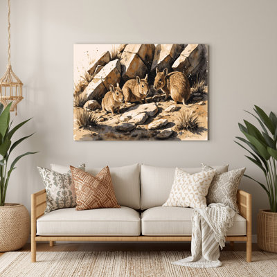 Wildlife Rock Hyrax Beige Metal Wall Art