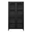 Armoire en métal avec accessoires de basculement et 3 à 4 tablettes pour salle de bain avec 4 portes en verre - Noir