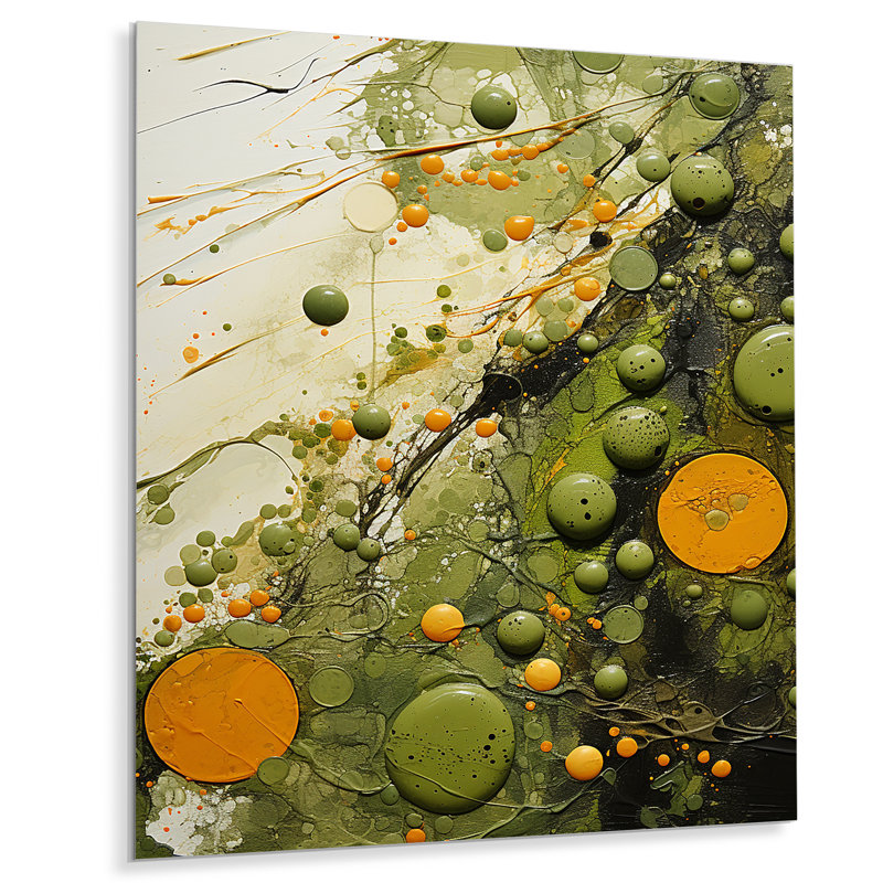 Vert et jaune abstrait avocat II - fruits, art mural en métal, H 40 po x l 30 po x P 1,5 po