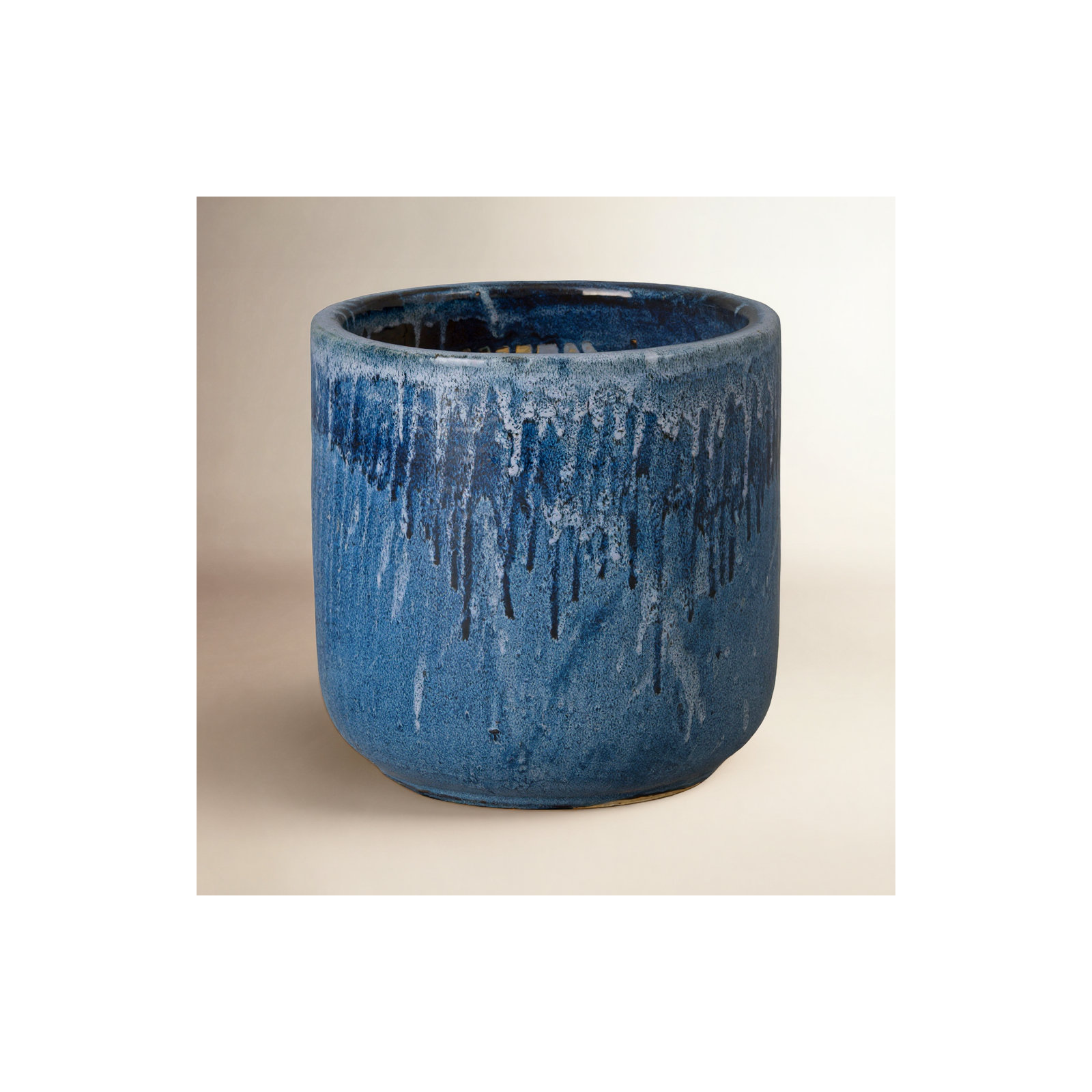 BARREL PLANTER, QUIN BLUE, 16" H x 15" W x 15" D