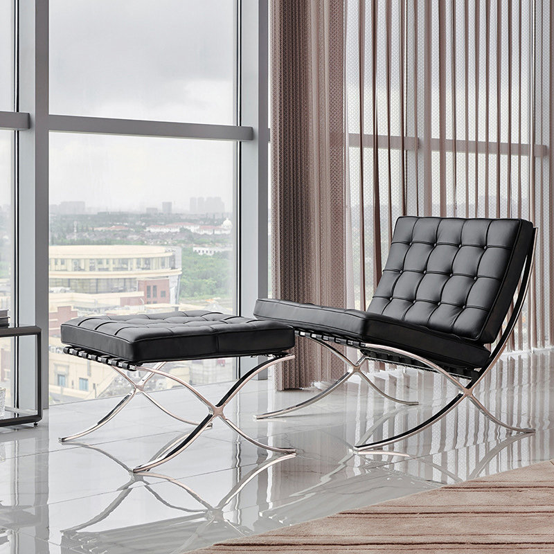 Fauteuil d'appoint inclinable en cuir noir, Noir