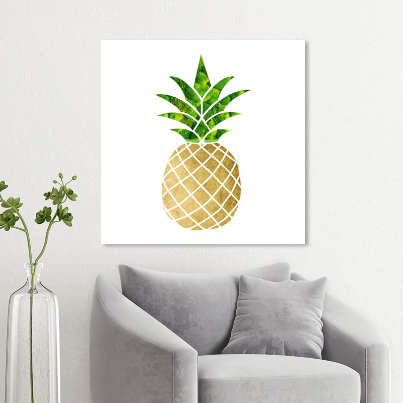 Fruits ananas - impression d'art graphique, H 12 po x l 12 po x P 1,5 po, Toile tendue