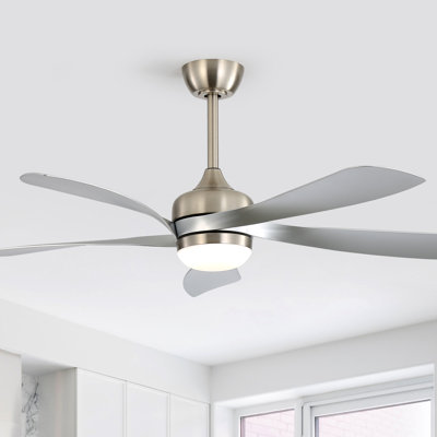 Kemp 52" 5-ABS Blade Ceiling Fan With Led Light and Remote Control, DC, Silent, Forward and reverse(Brushed Nickel&Gray)