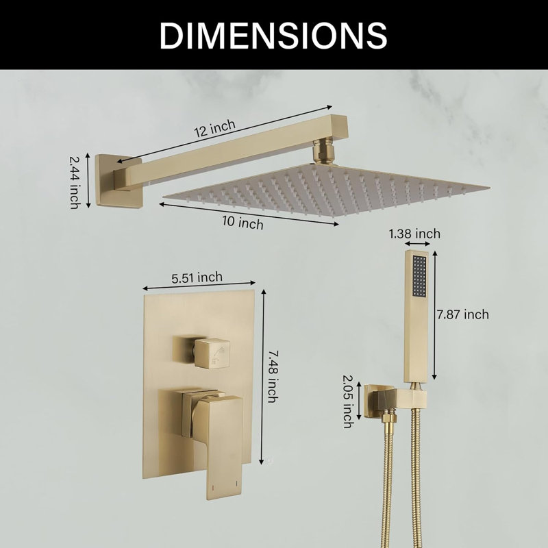All-In-One Kit with Rough in-Valve, Brushed Gold
