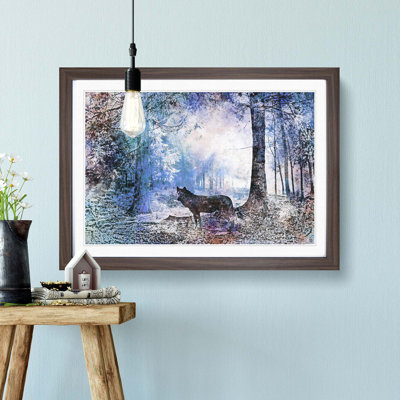 Wolf in a Magical Forest in Abstract - Picture Frame Painting Print