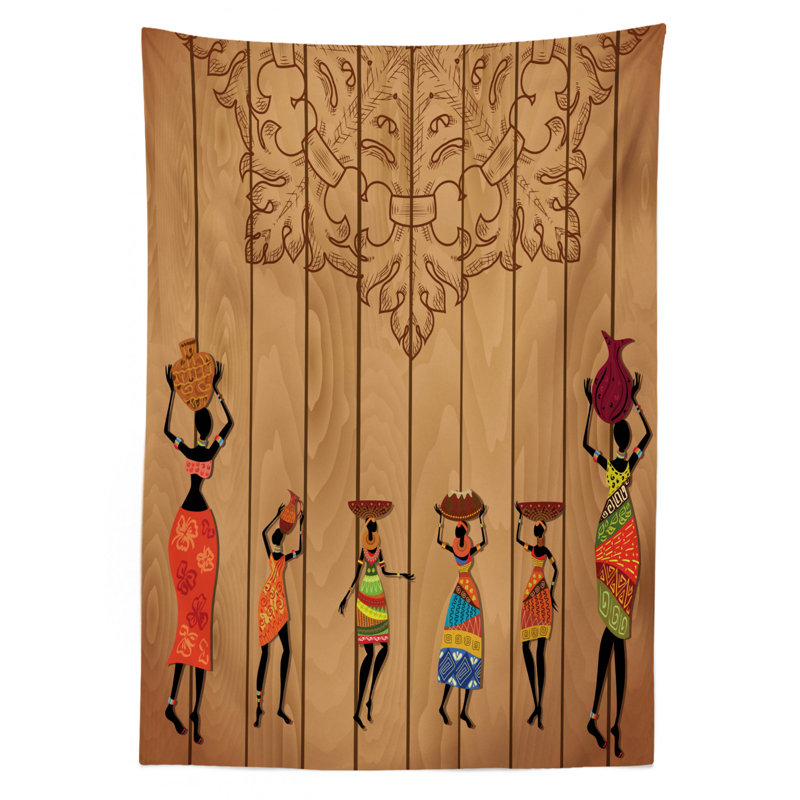 Girls Vintage Wooden Texture Female Fashion Art Concept Tablecloth, 84" x 60"