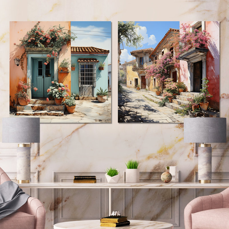 «Mexico Colonial Charm I», ensemble d'art mural sur toile 2 pièces, Toile tendue, H 16 po x l 33 po x P 1 po
