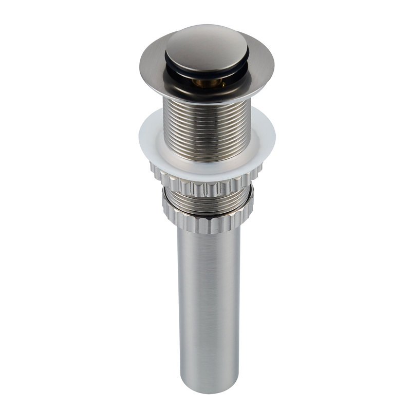 Drain escamotable pour lavabo de salle de bain Mokleba sans trop-plein en nickel brossé, Nickel brossé