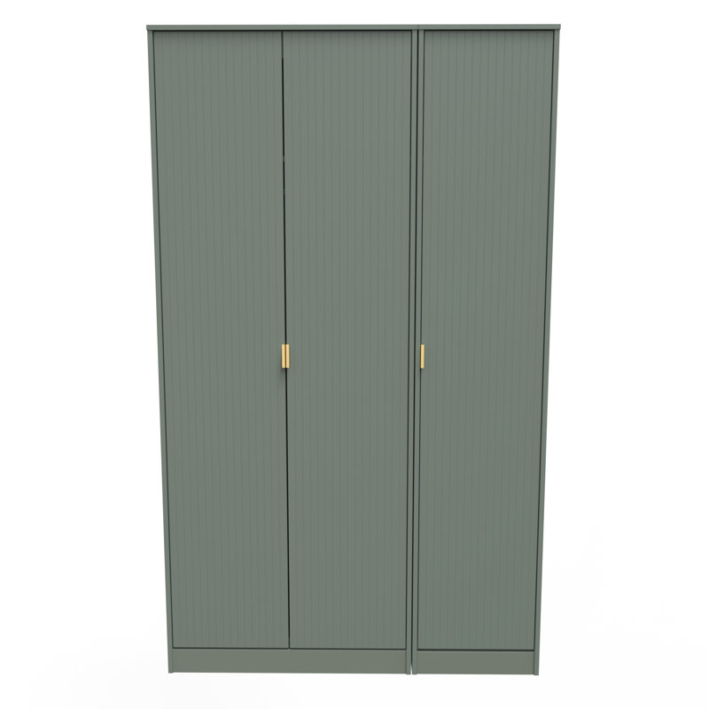 Fully Assembled Hong Kong 2 Door Wardrobe, 198cm H x 116cm W x 53cm D, Stripped Green