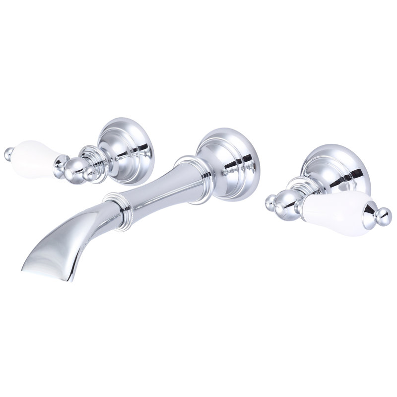 2-handle Bathroom Faucet, Chrome, Porcelain Lever with Labels