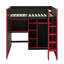 Lit mezzanine de jeu complet complet avec bureau, plusieurs supports de rangement et des lits à DEL personnalisables, lit mezzanine de jeu en bois avec armoire de rangement et échelle d'accès-52527002