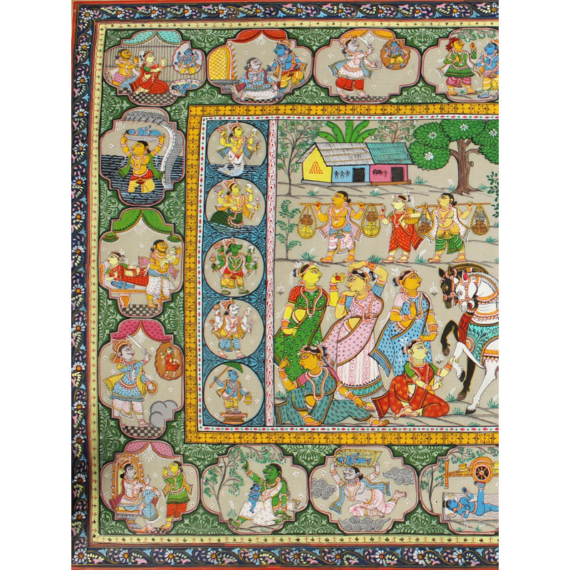 Shri Kirshna Mathura Vijay Stories, peinture | Peinture de Patta sur soie de tussar