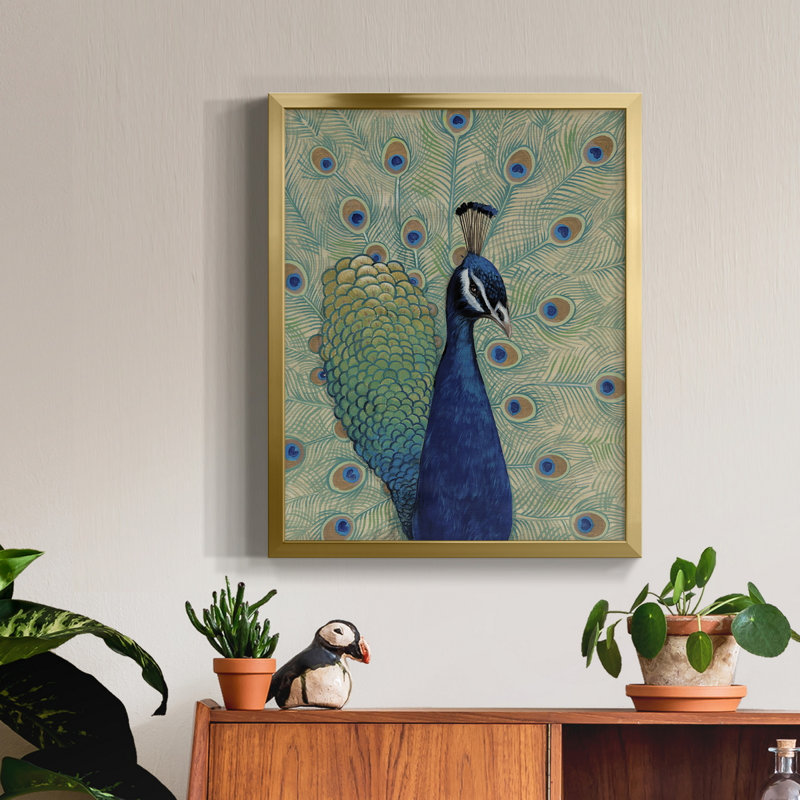 «Blue Peacock I» - Toile avec cadre de qualité supérieure - Prêt à être accroché