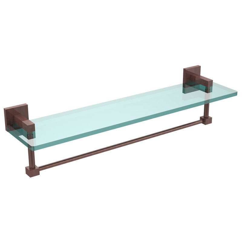 Haranu Bracket Shelf with Towel Bar, Antique Copper, 22 Inch