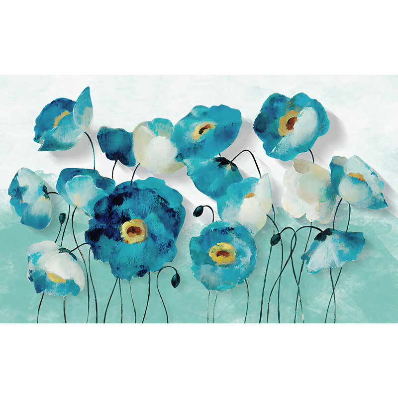Papier peint amovible aquarelle turquoise, L 75 po x l 112 po