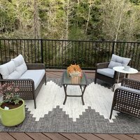 Mannings Southwestern Black Indoor/Outdoor Area Rug Rectangle 4' x 5'7 -  Furnishings4Less