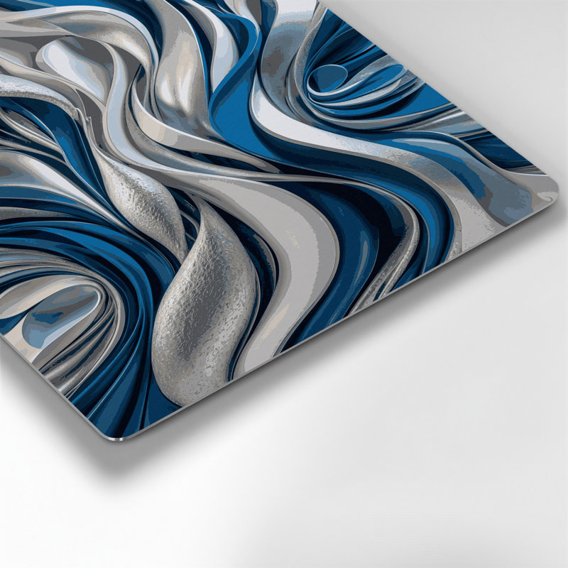 «Biomorphic Abstraction 57», art mural en métal bleu, H 11 po x l 14 po