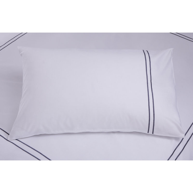 Durazo Percale Pillow Case, White/Grey
